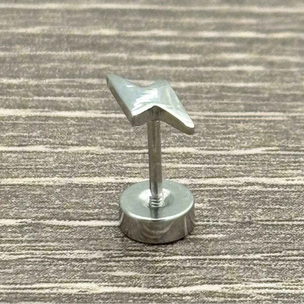 Tiny Lightning Bolt Stud Earrings Silver Surgical Steel | NEW - Picture 5 of 8